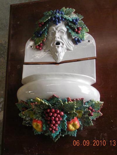 was selected to restore a Capodimonte style wall fountain that was made by one of the ceramic houses in Italy that supplies tile and some sculptural pieces to the Vatican-1..jpg