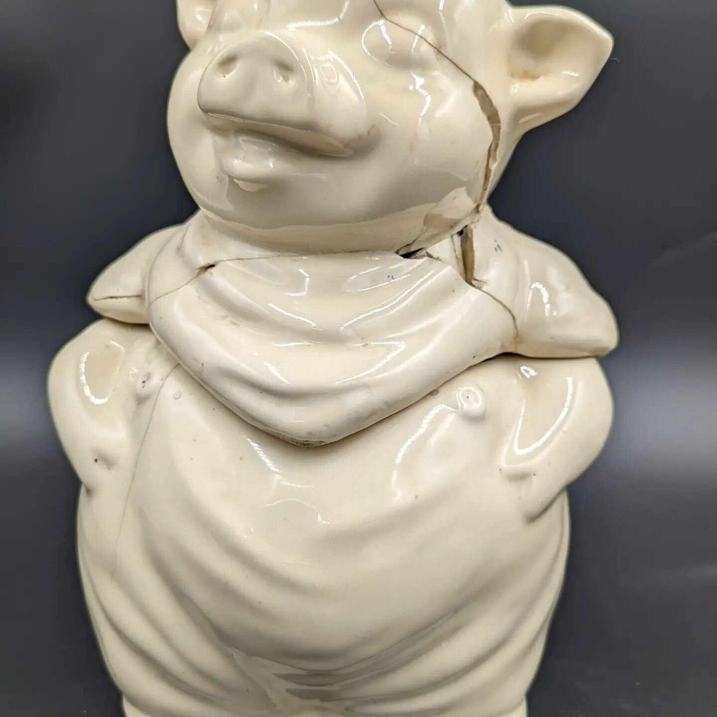 Today we attack the Frankenstein pig that someone bonded with four different adhesives!  This is one tough pig.

#jeffjohnsonrestorations #jjrestorations #ceramics #ceramicconservation #pig #cookiejar #shoplocalraleigh #instagram #instaphoto