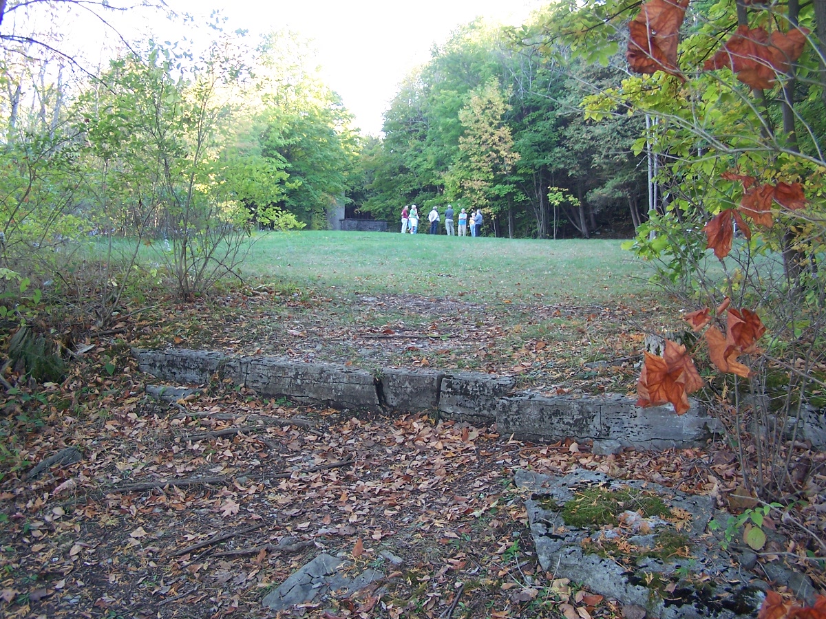 Area where wooden bridge landed at the churchyard