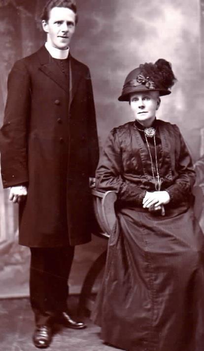 Rev. Farrell (Parish Priest of Sacred Heart, Marmora,) & his mother) taken in Ireland