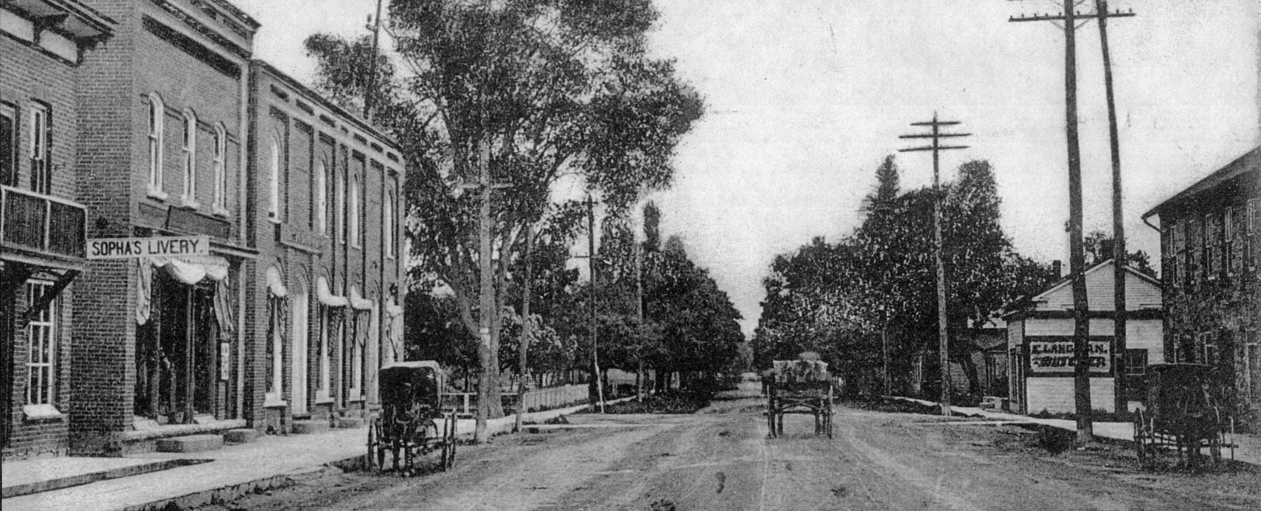  1910 Dunlay block behind the Sopha's Livery Sign. The Green Block is on the far left, and the O'Neill block on the right of the Dunlay Block
