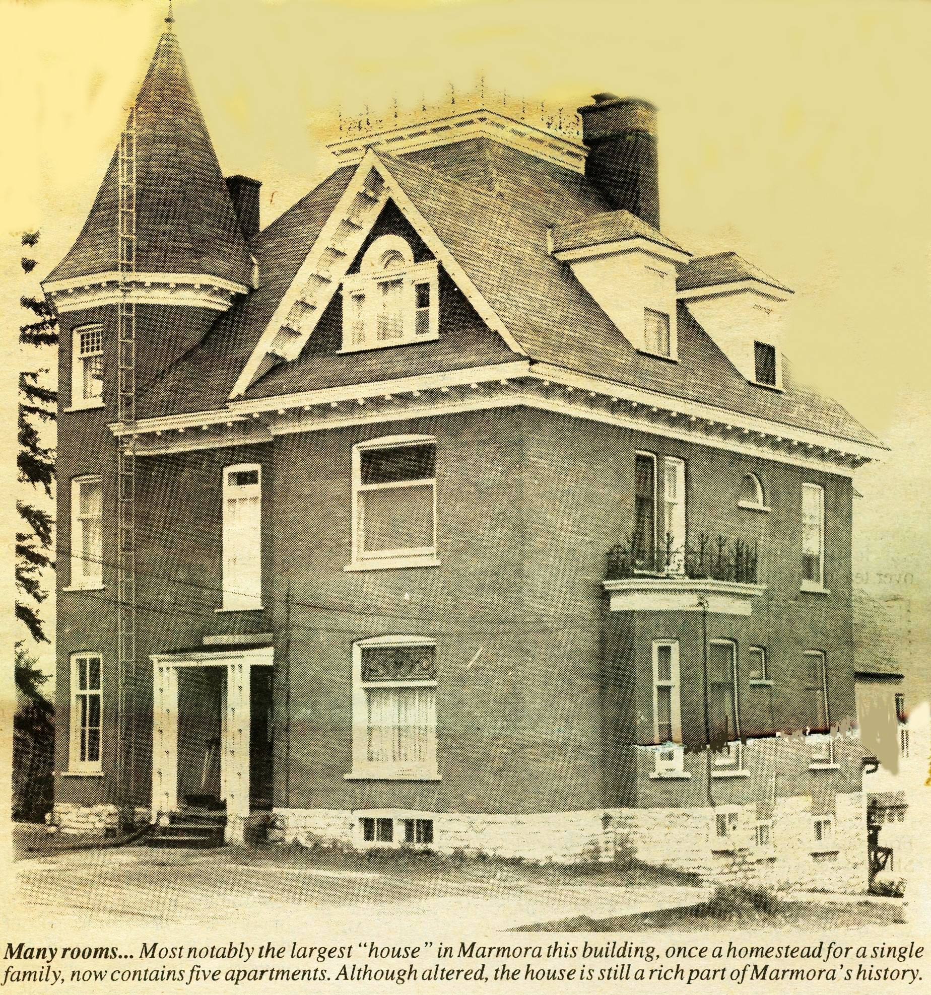 originally graced with extensive porches , this house has 30 Rooms on three floors with separate quarters for the staff.