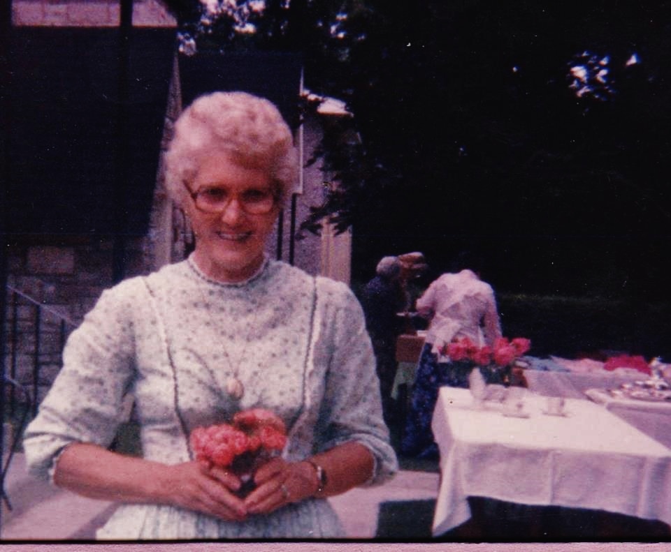 Mae Simmons at the Bicentennial tea - 1985 hosted by St. Paul's Anglican Church. Bill Simmons was the treasurer & bell ringer for many years.