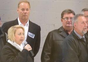 connie nobes sings for 65 anniversary of arena Mark Hanley, Greg Terrion.jpg