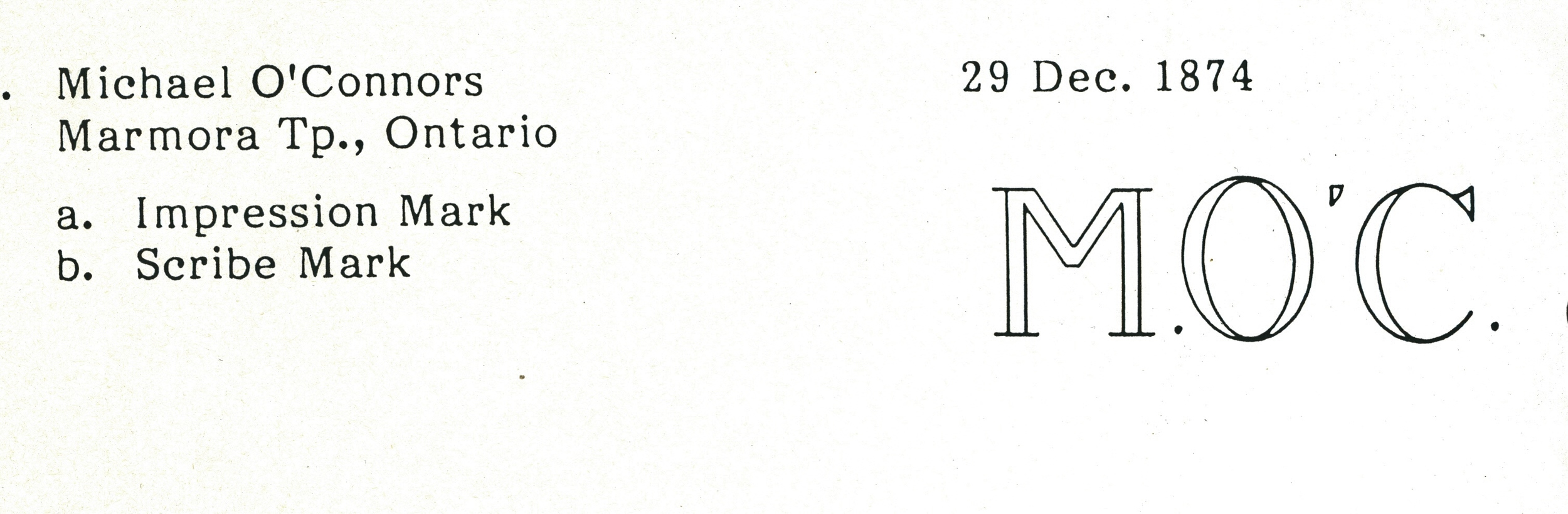 Michael O'Connor Lumber stamp