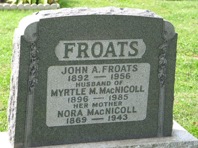 John Albert Froats in buried in a Niagara Falls cemetery