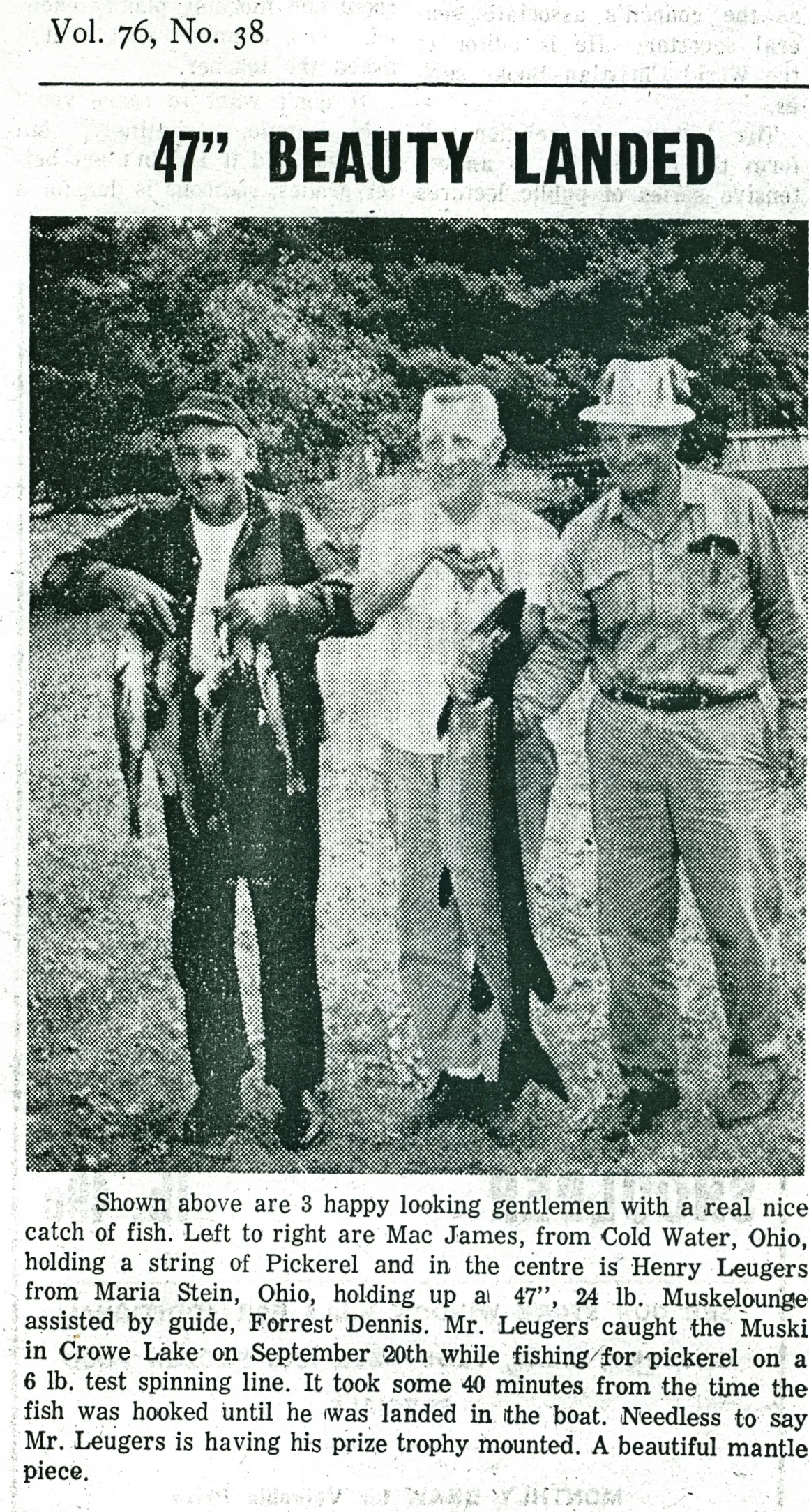 Ohio fishermen, Mac James and henry leugers, with guide forrest dennis