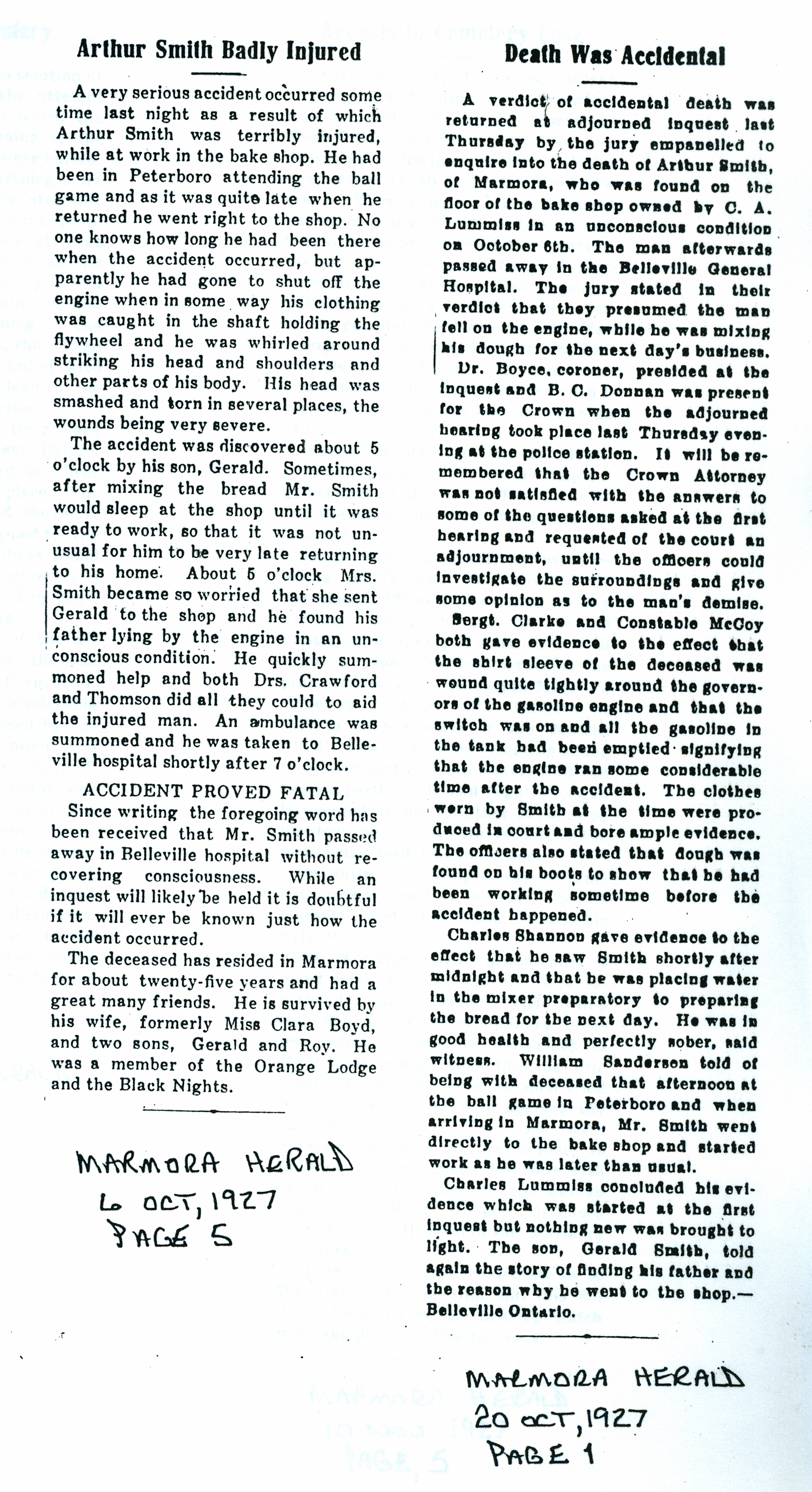 The tragic death of arthur smith