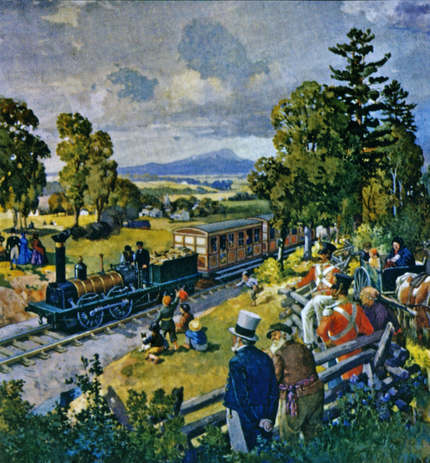Artist J.D. Kelly's painting of first railway