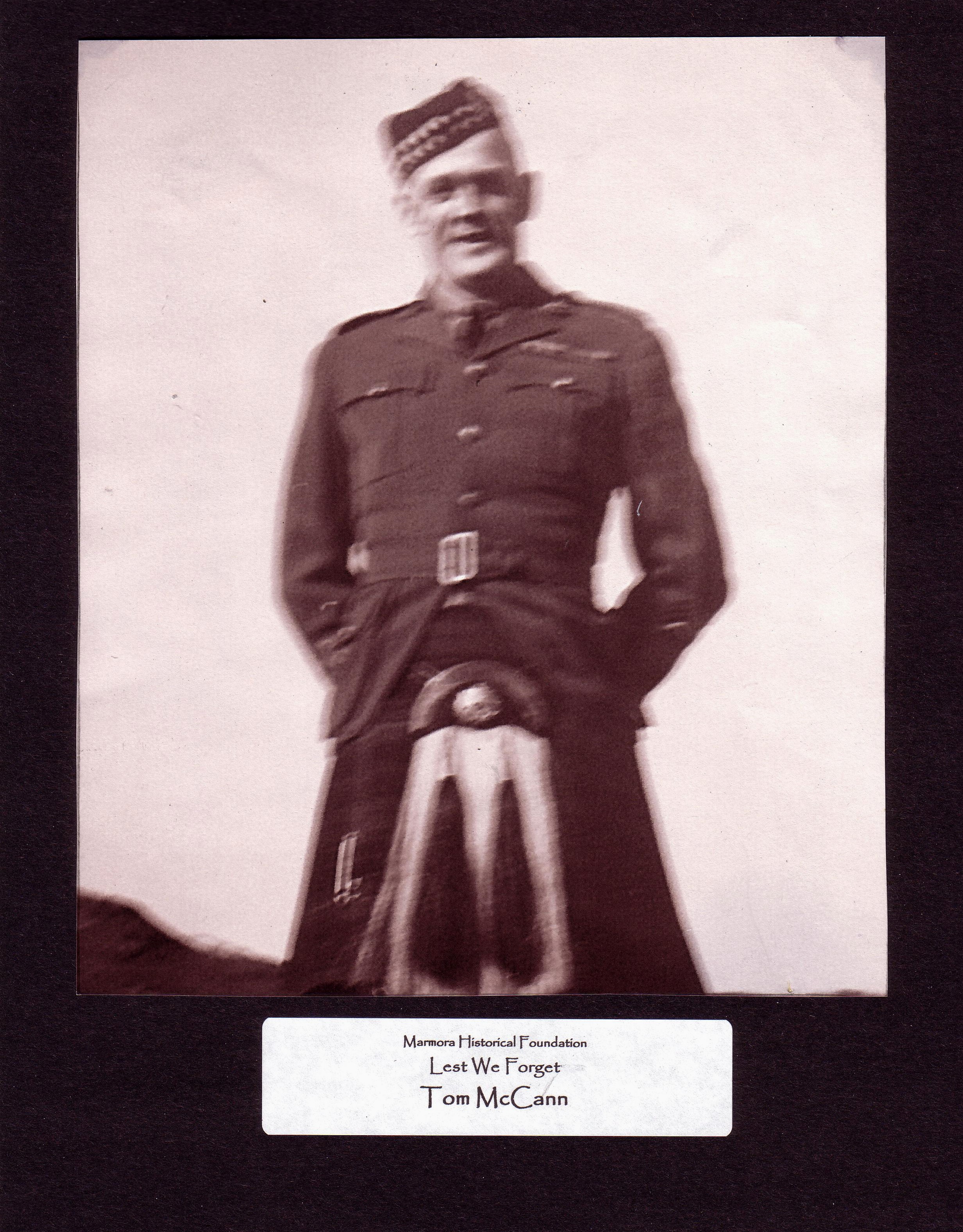 Thomas McCann, Malone Store owner, Marmora Police Chief, Deloro employee, and guard at Don Jail, Toronto