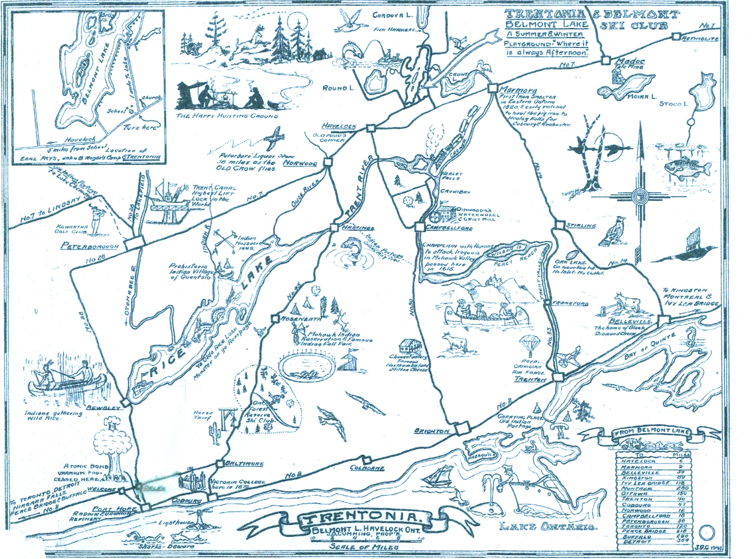 Tourist map designed by Mr. Cumming in 1947