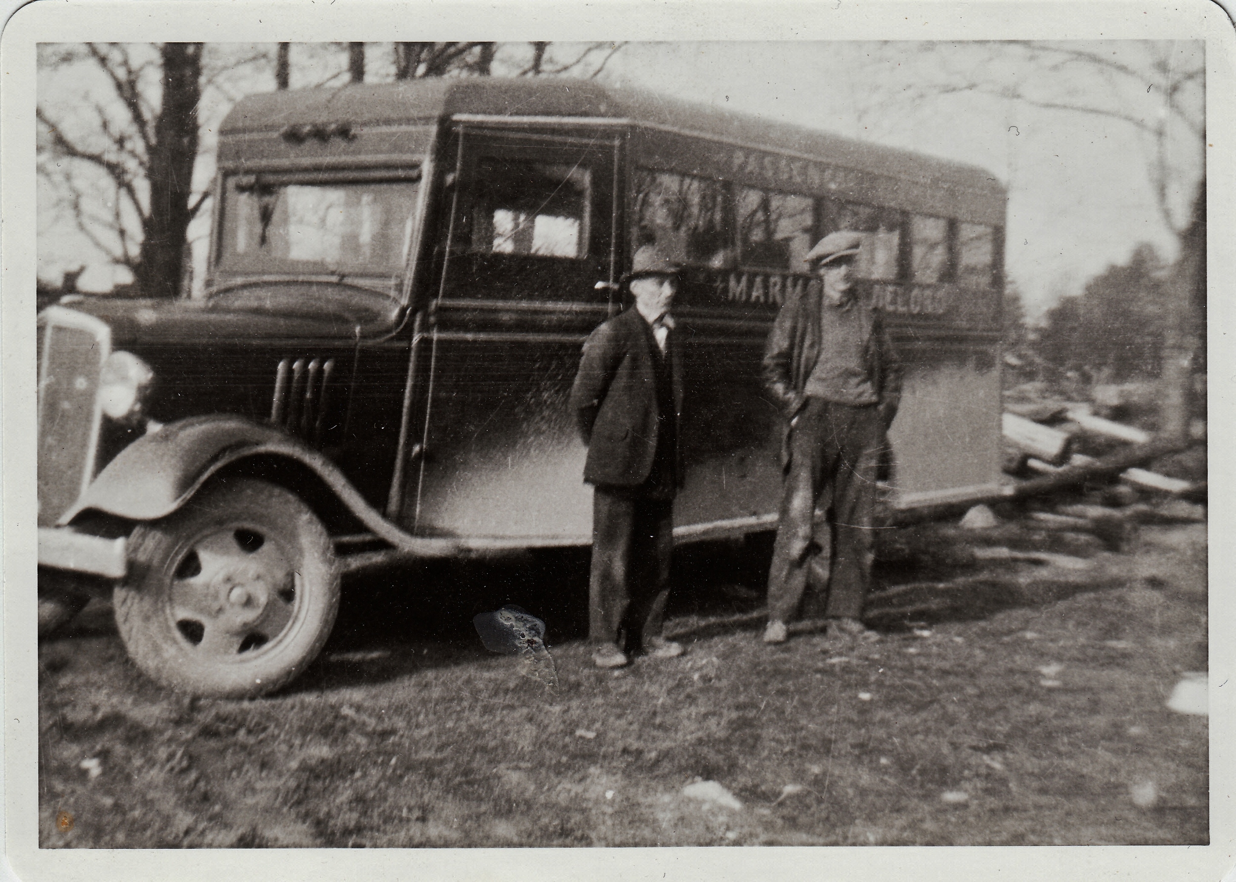 George Phillips and Joe Doyle with their new bus Photo submitted by Ken Morley. Pat McCrodan adds “They used to call it the ‘Carryall’ “