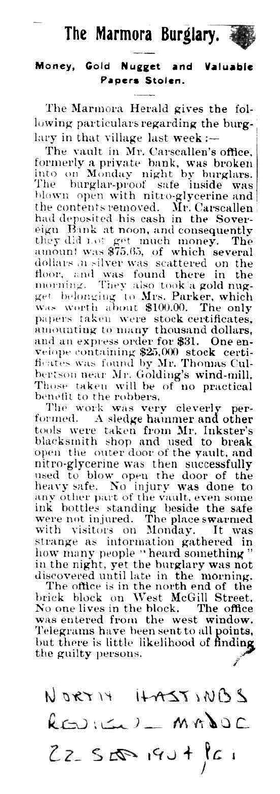 sEPTEMBER, 1904 ROBBERY