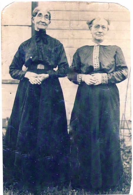 SAMUEL'S MOTHER, MARY GRAY, ON RIGHT, AND HER SISTER, ANNIE GRAY COCKINS ON LEFT