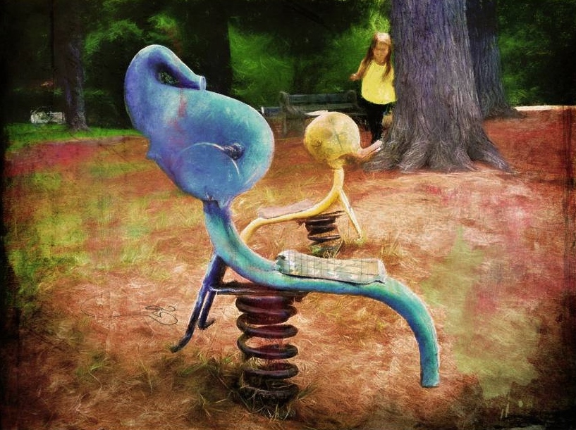 "sPRING aNIMALS" PAINTING BY eLIZABETH bERRY OF THE PLAYGROUND EQUIPMENT PURCHASED IN 1976