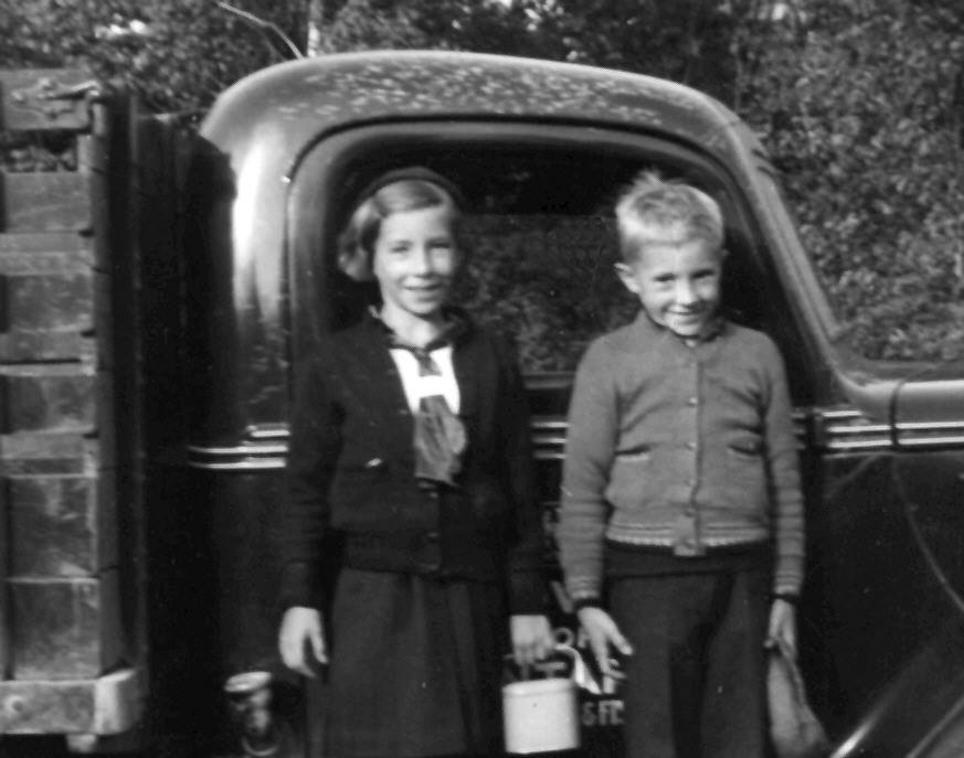 Ron Barrons sent this photo. He writes :Helen Louise Jackson (1928-1943 drowned in Deer River) and Alfred Nagel Jackson (1931-1997) attended school at Rockdale, here standing by one of the trucks of the Deer Lake Fish Hatchery circa 1939 and their arrival at the Hatchery from Normandale on Lake Erie.
