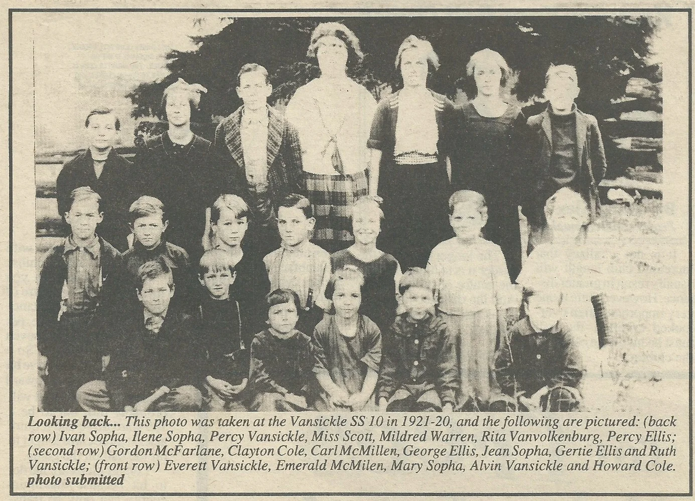 Vansickle School 1920-21