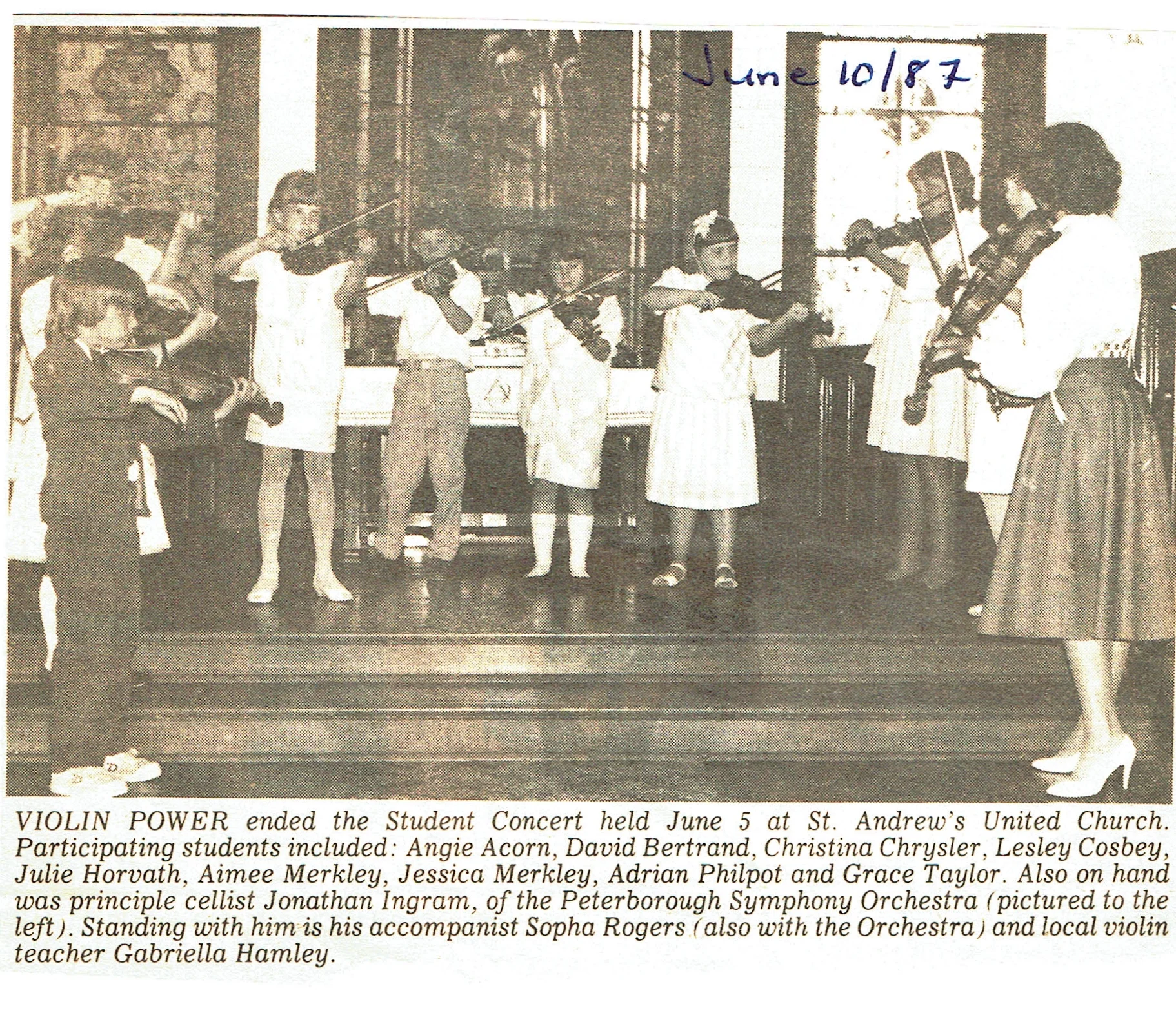 Violin concert with Gabriella Hamley 1987.jpg