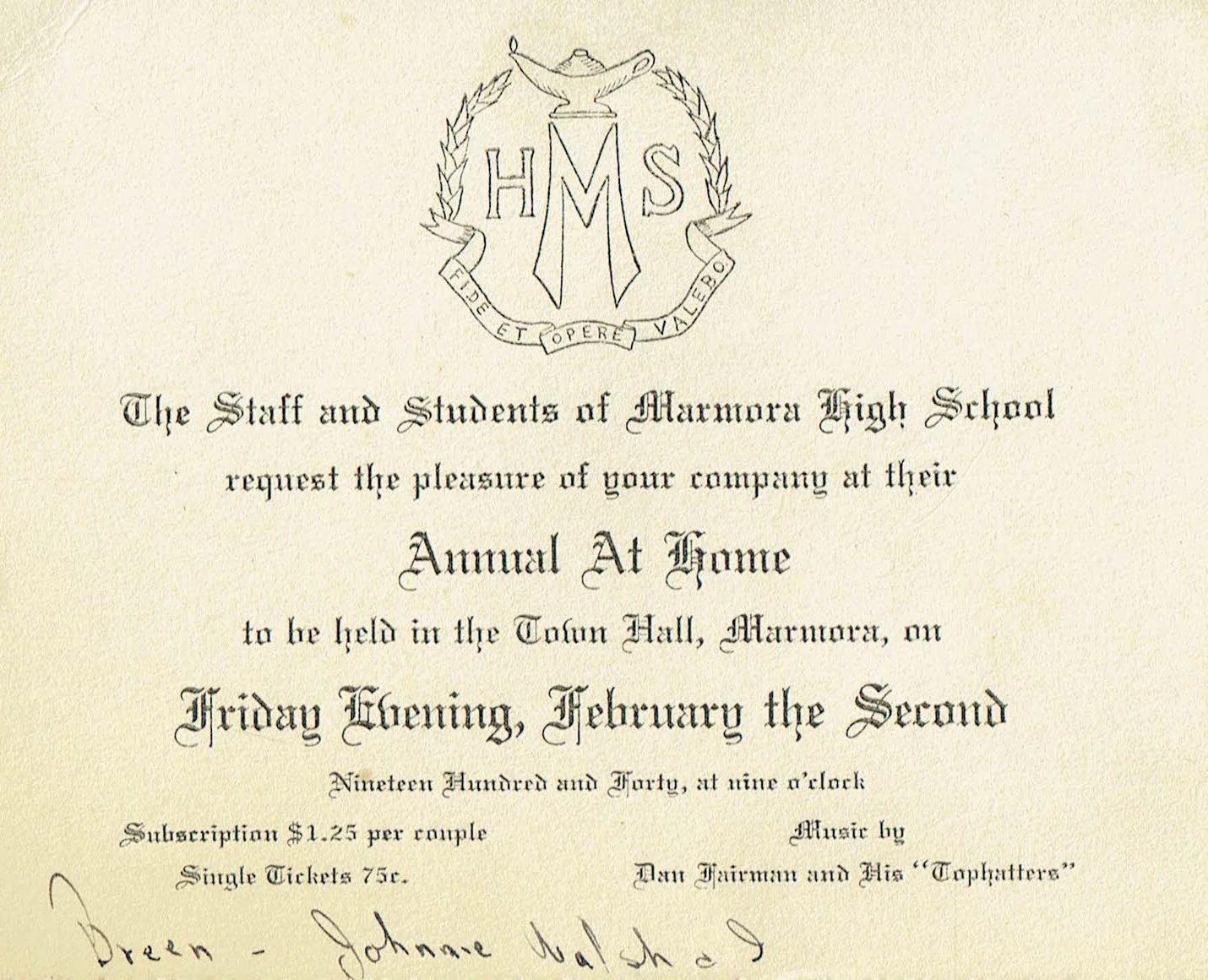 High school dance 1940 Fairman Tophatters.jpg