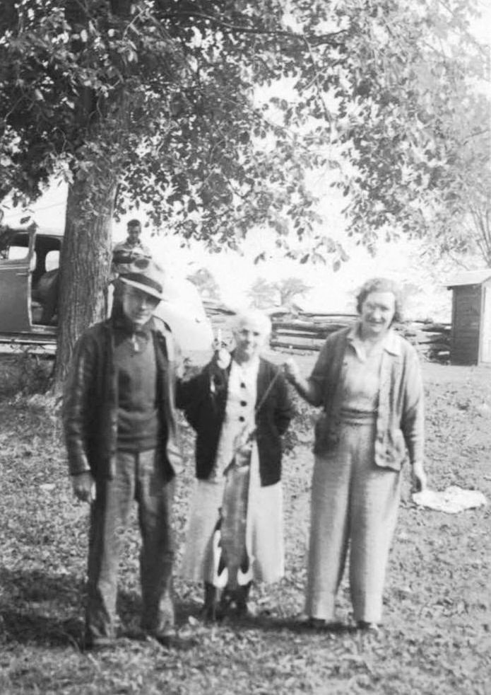 Bill Siebert, his mother, Hazel (Van  Steenburgh), Bill's wife and the sister of Walter Van Steenburgh, 1940