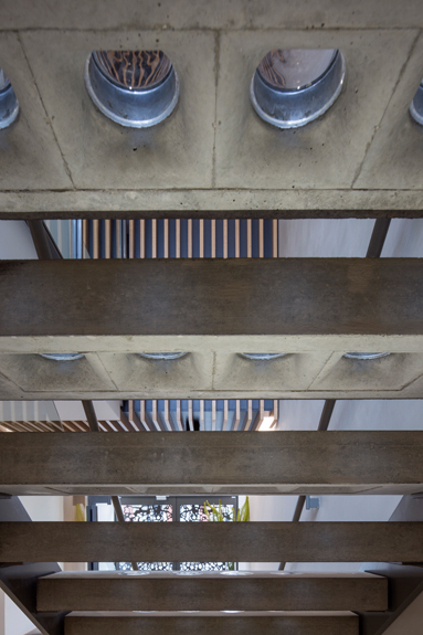  A view back towards Kings Road,&nbsp;through the stair treads with concrete &amp; glass lenses. 
