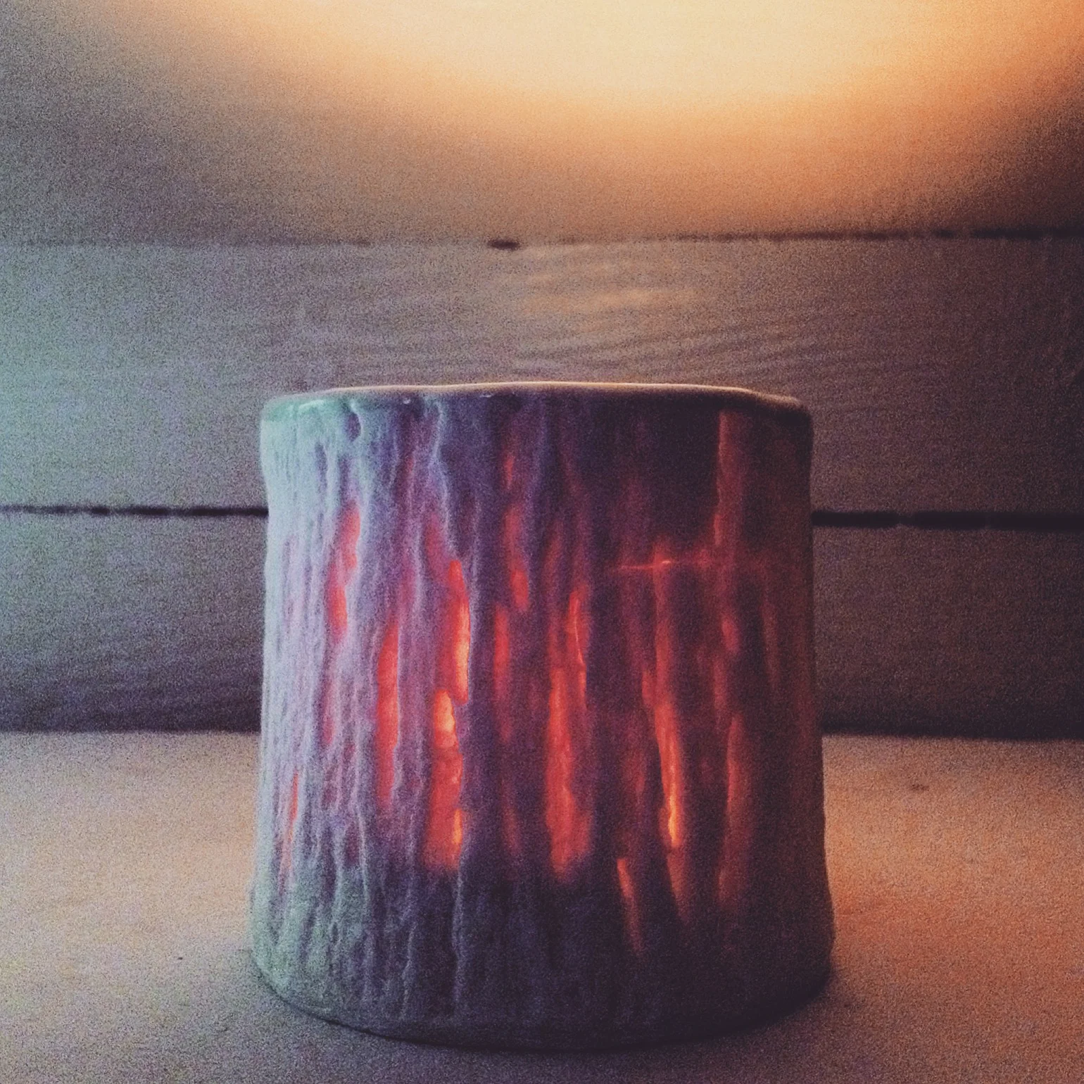 Cedar textured translucent votive