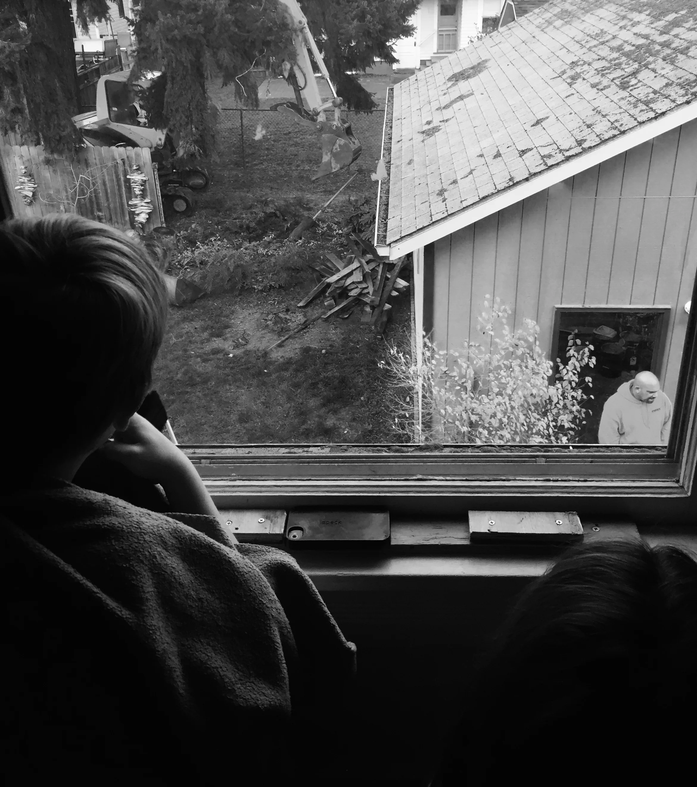 The kids getting to go to school a little late so they could watch the start of demolition.