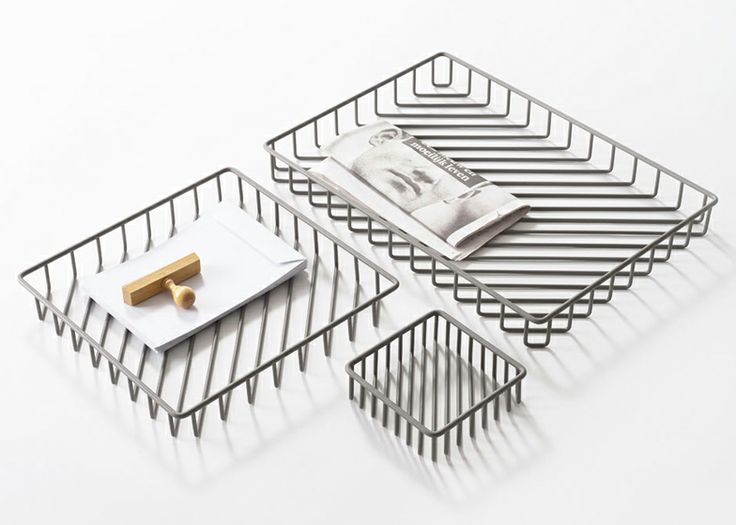 Stacking trays with over lapping grid pattern. 