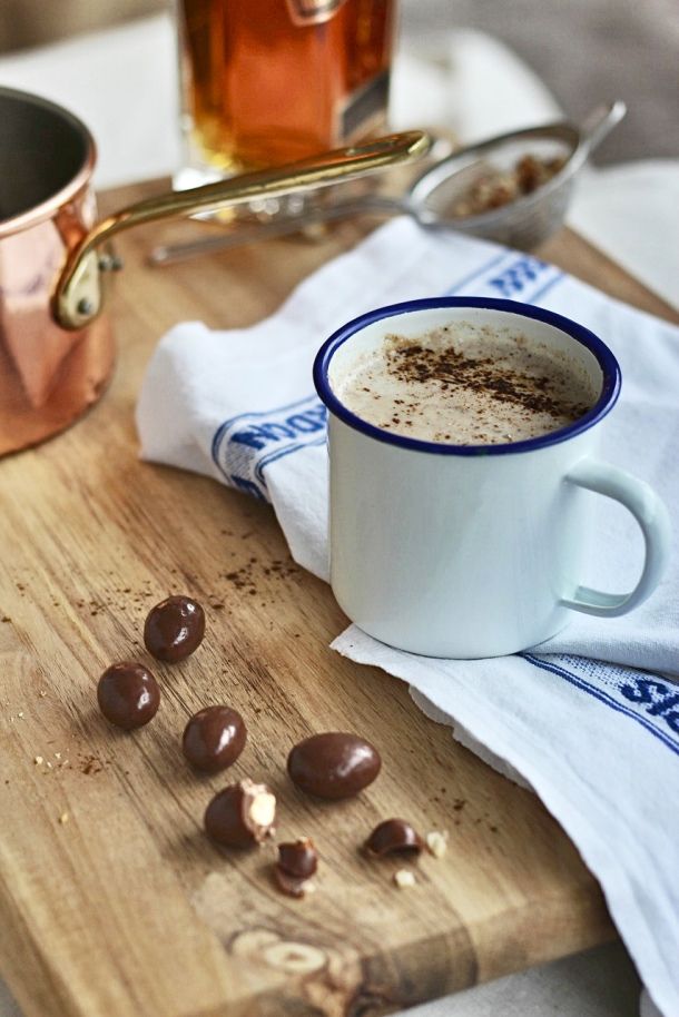 With a cup of this Warm Coconut Milk with Almonds, Maca, Honey and a nip of whiskey. 