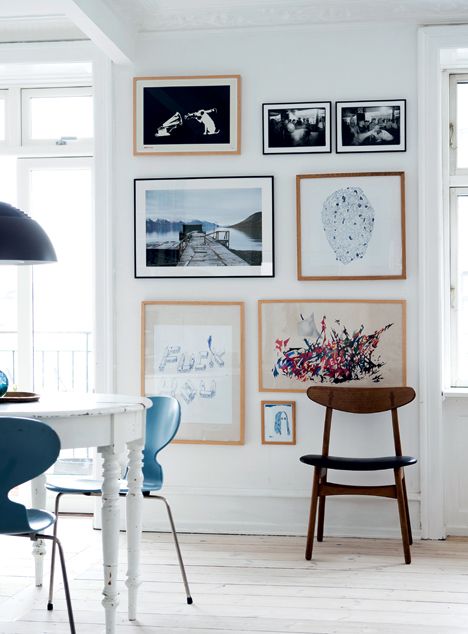 cocolapinedesign.com SMALL GALLERY WALL- a gallery wall also works well with small wall or space between two doors or windows. 