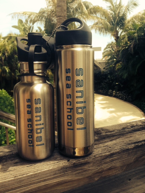 Still need a reusable bottle? Sanibel Sea School has two stainless steel Kleen Kanteen bottles for sale: an 18oz water bottle and a 20oz vacuum insulated thermos. The insulated thermos keeps your beverages cool for 24 hours or hot for 6 hours and even comes with a cafe lid - a must have! 