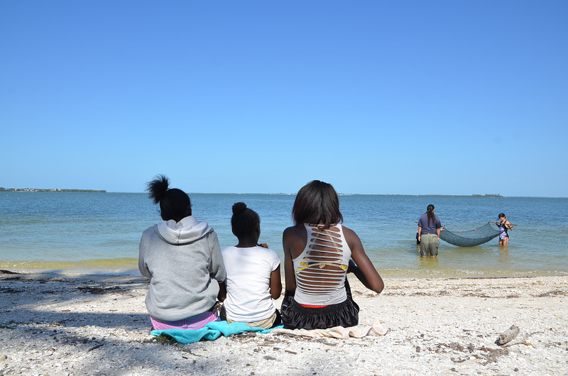 Students from the Pine Manor Improvement Association enjoy a Saturday at the beach with Sanibel Sea School. 