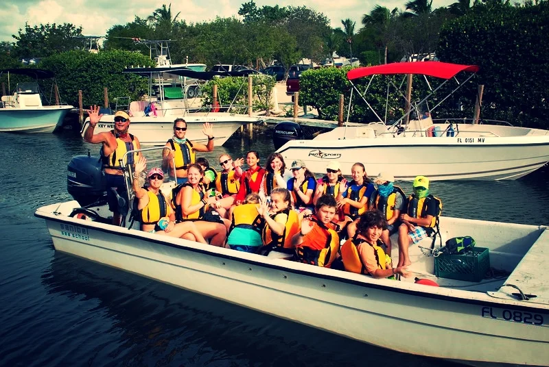 Campers venture out to snorkel with groupers, sharks, rays, and more at Looe Key Reef!