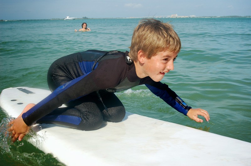 Wetsuits keep campers toasty while surfing during the winter months. 