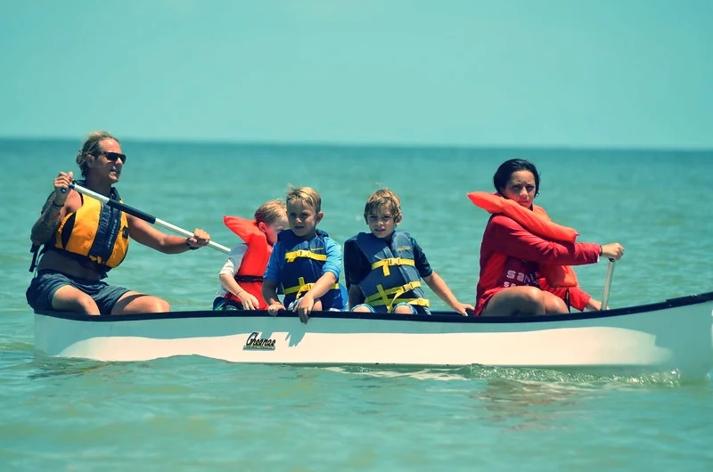 The Real Deal Shark Week campers paddle in search of sharks. 