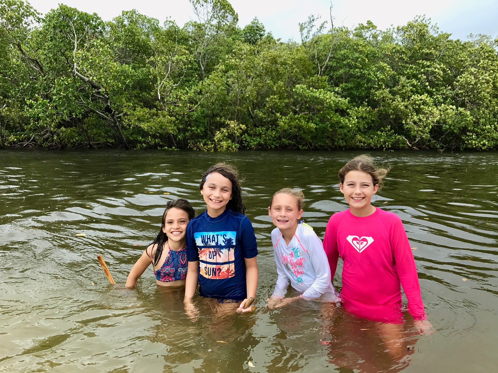 Campers used dip nets to search for swimming crabs at Bunche Beach. 