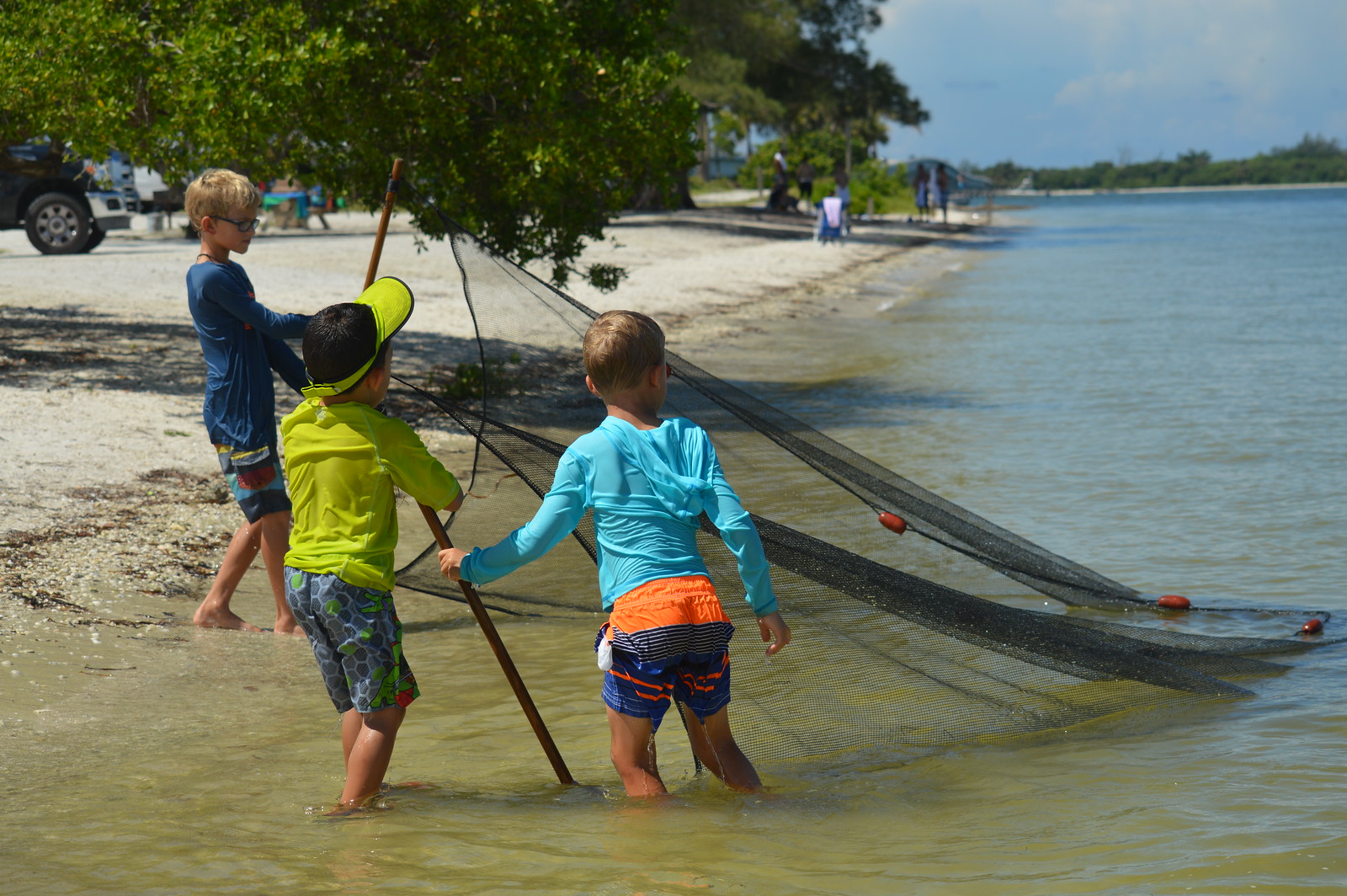 Mighty Calusa Week Campers seined for fish like the Calusa Indians.