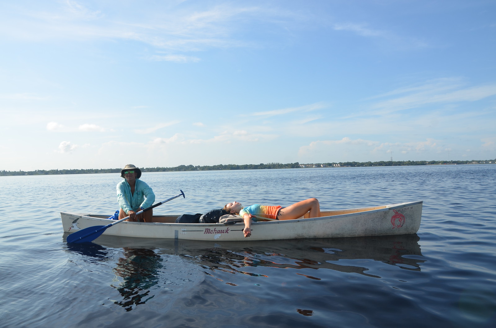 Taking a break during a long day of paddling on the Caloosahatchee River. 
