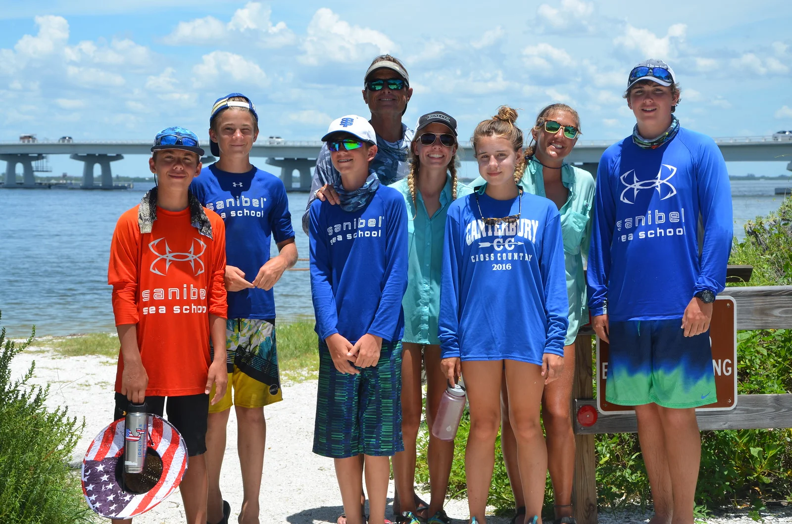 The group posed for a photo at Bailey Beach after their long journey. 