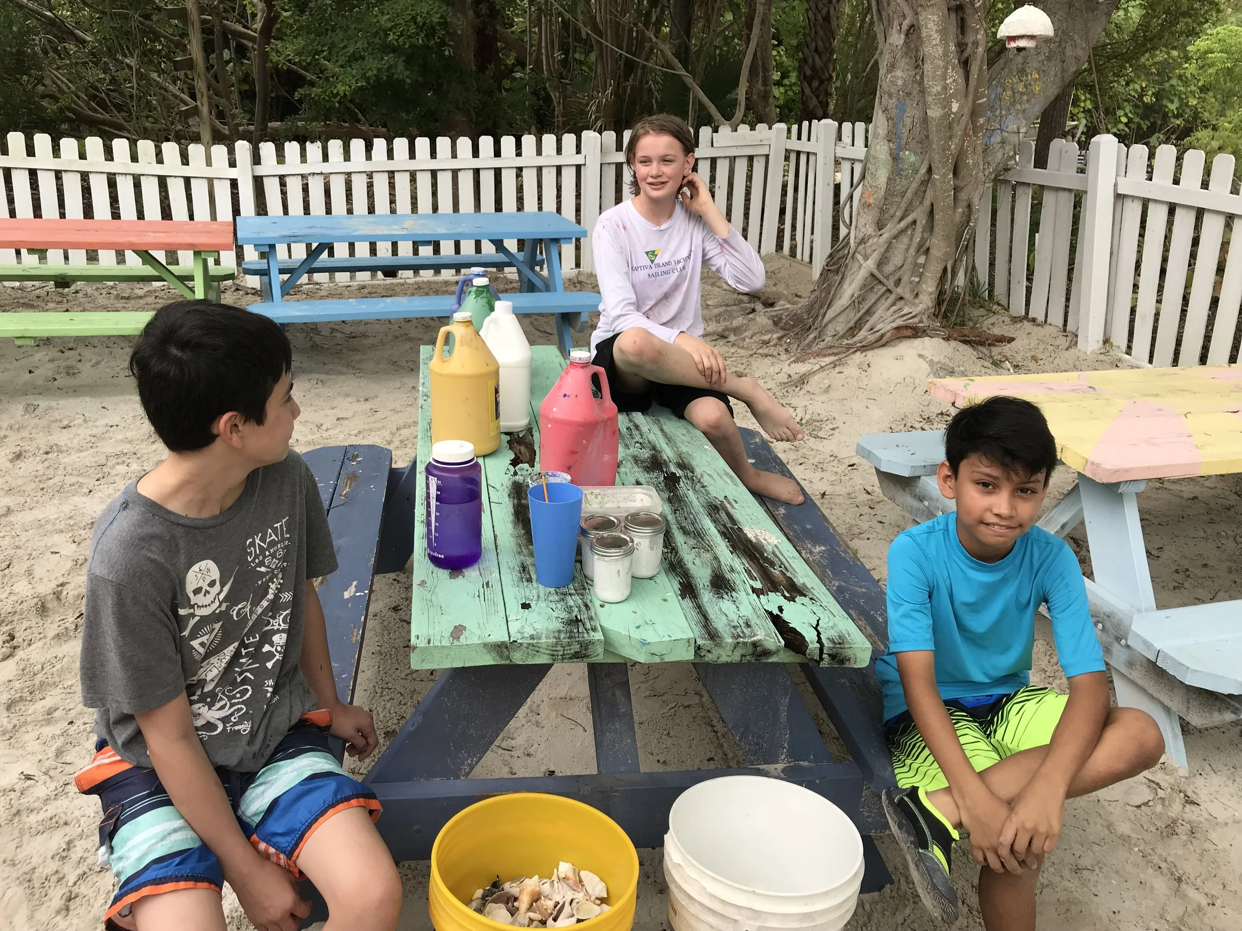 Campers prepared to make sea turtle art. 