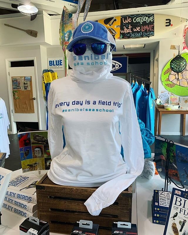We have Sanibel Sea School face coverings for sale in our retail store, Ocean Tribe Outfitters! Come grab one for camp - we&rsquo;ll be open this week from 9AM-12PM and 8:30AM-4:30PM next week. Stay safe and enjoy the ocean 🌊