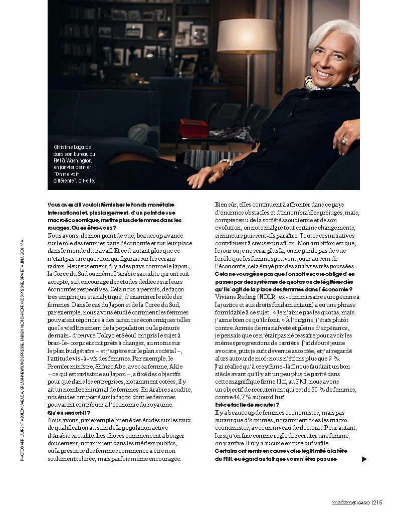 Christine Lagarde - MADAME FIGARO magazine