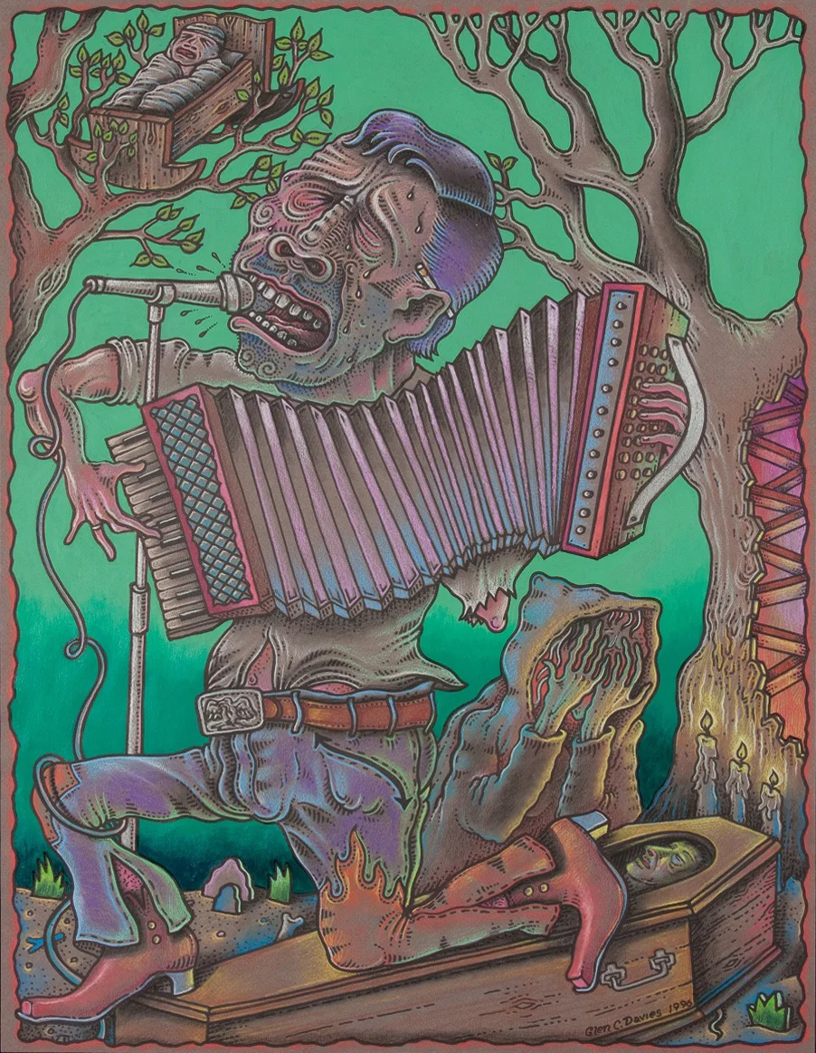 Mi Corazon (Cradle to the Grave) 1996, 25.5"x19.5", Color Pencil, Ink, and Acrylic on Toned Paper