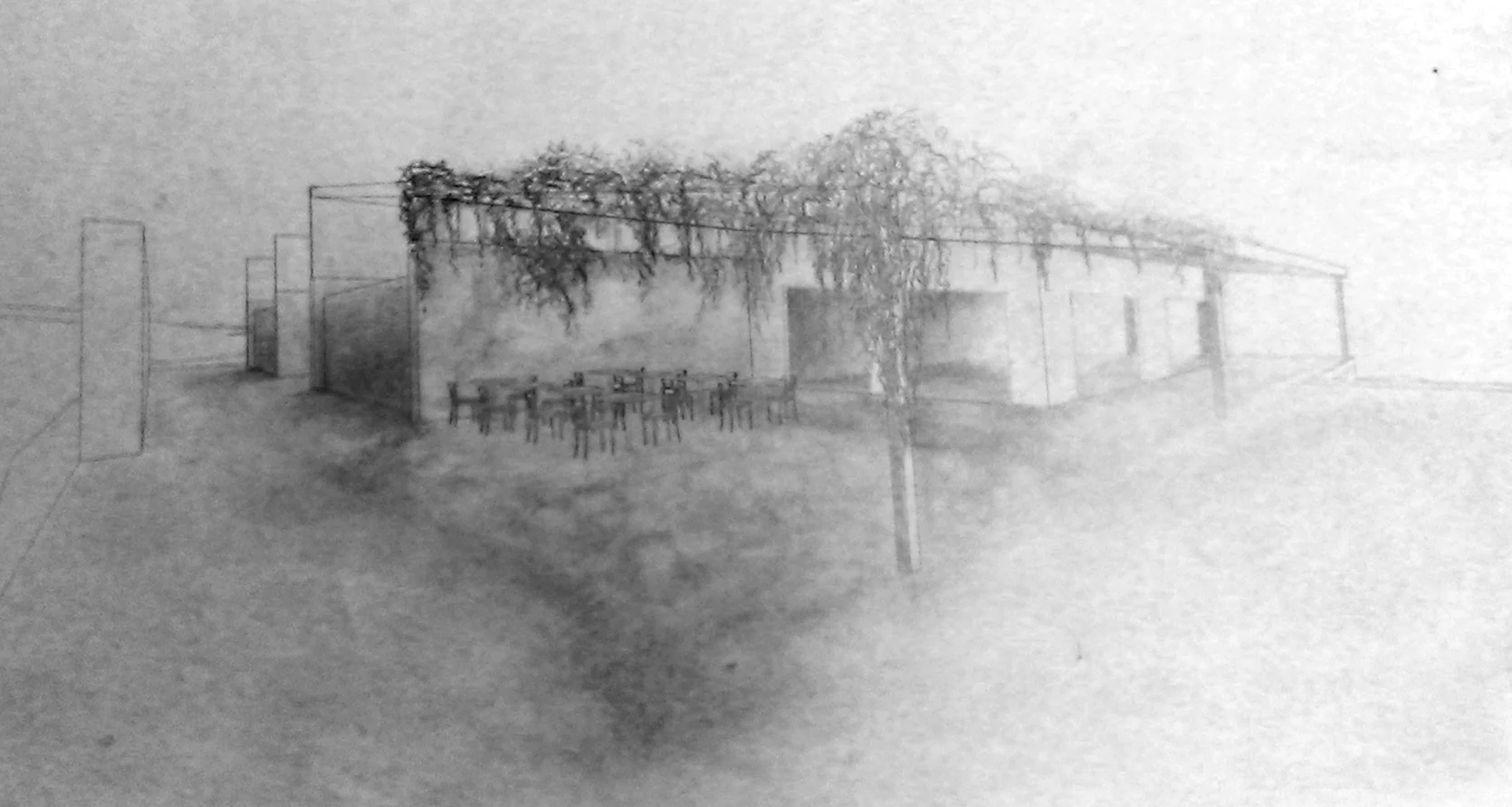 Graphite over line drawing