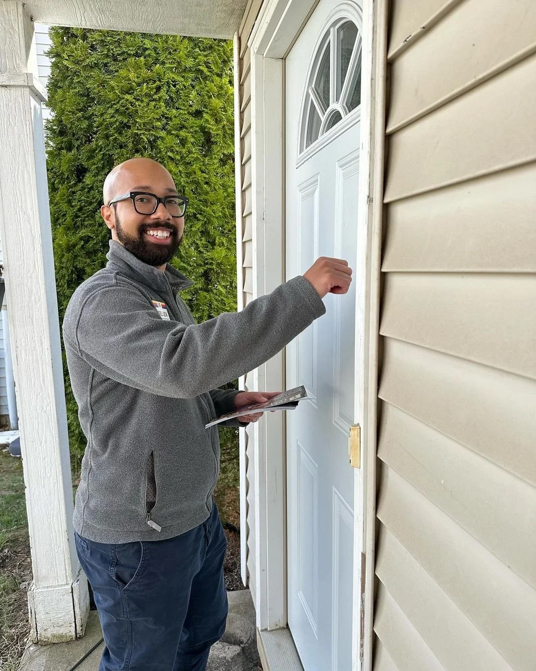 Joel Levi knocks a door in Indiana HD 37
