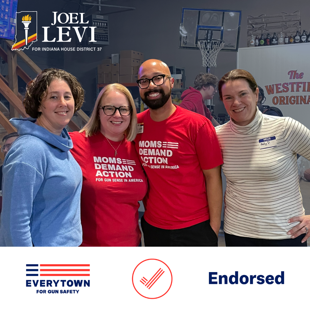 Joel Levi and Moms Demand Action Volunteers Everytown for Gun Safety Endorsed Logo