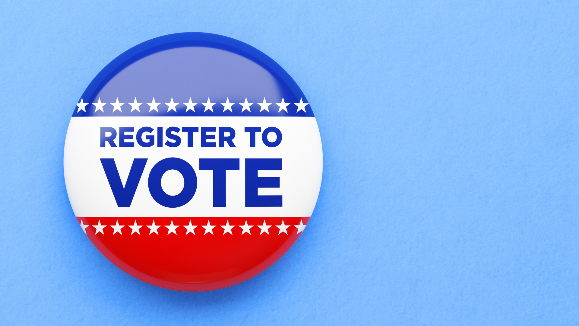 Pinback button that says Register to Vote