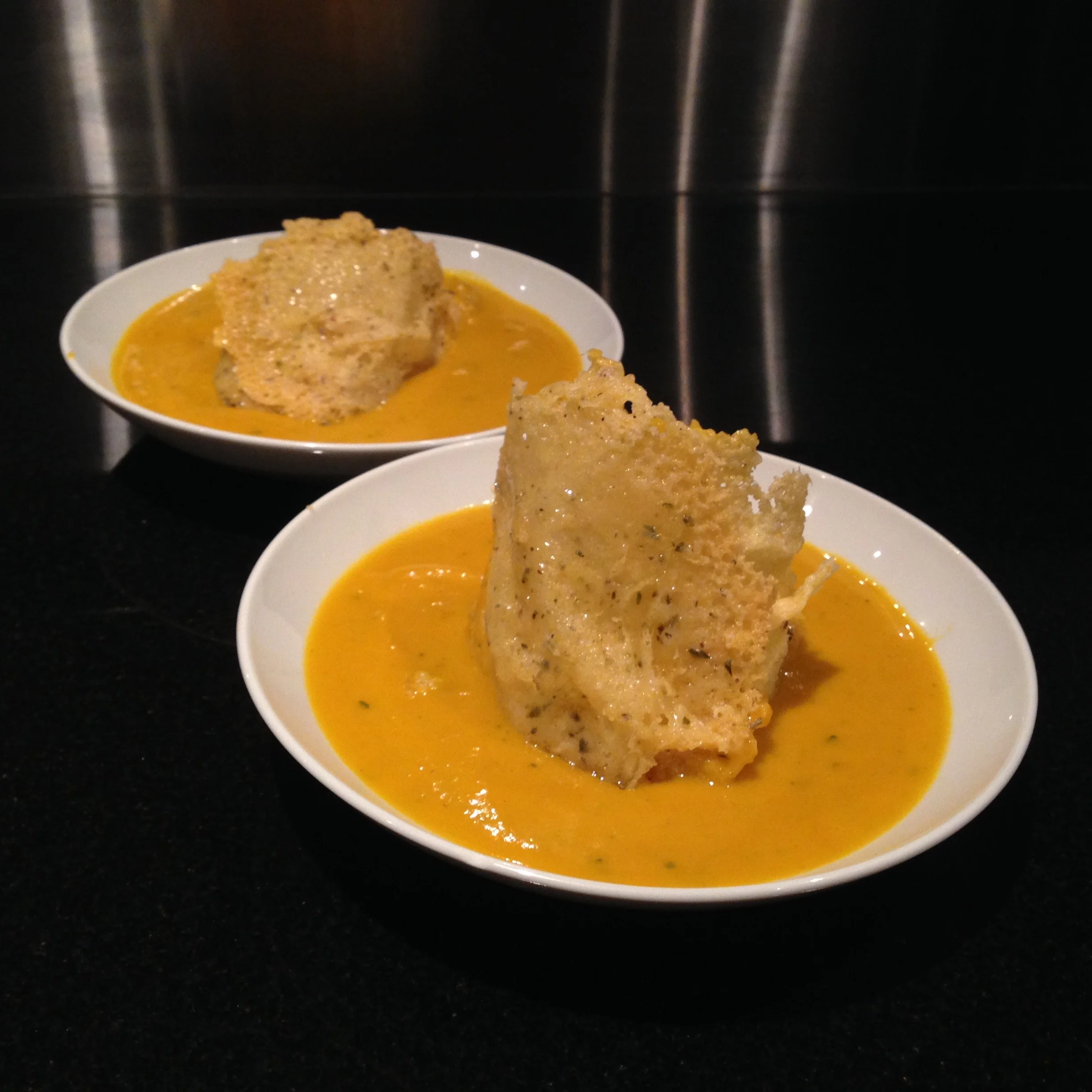 Thai Pumpkin Soup w/ Cheese Crisps