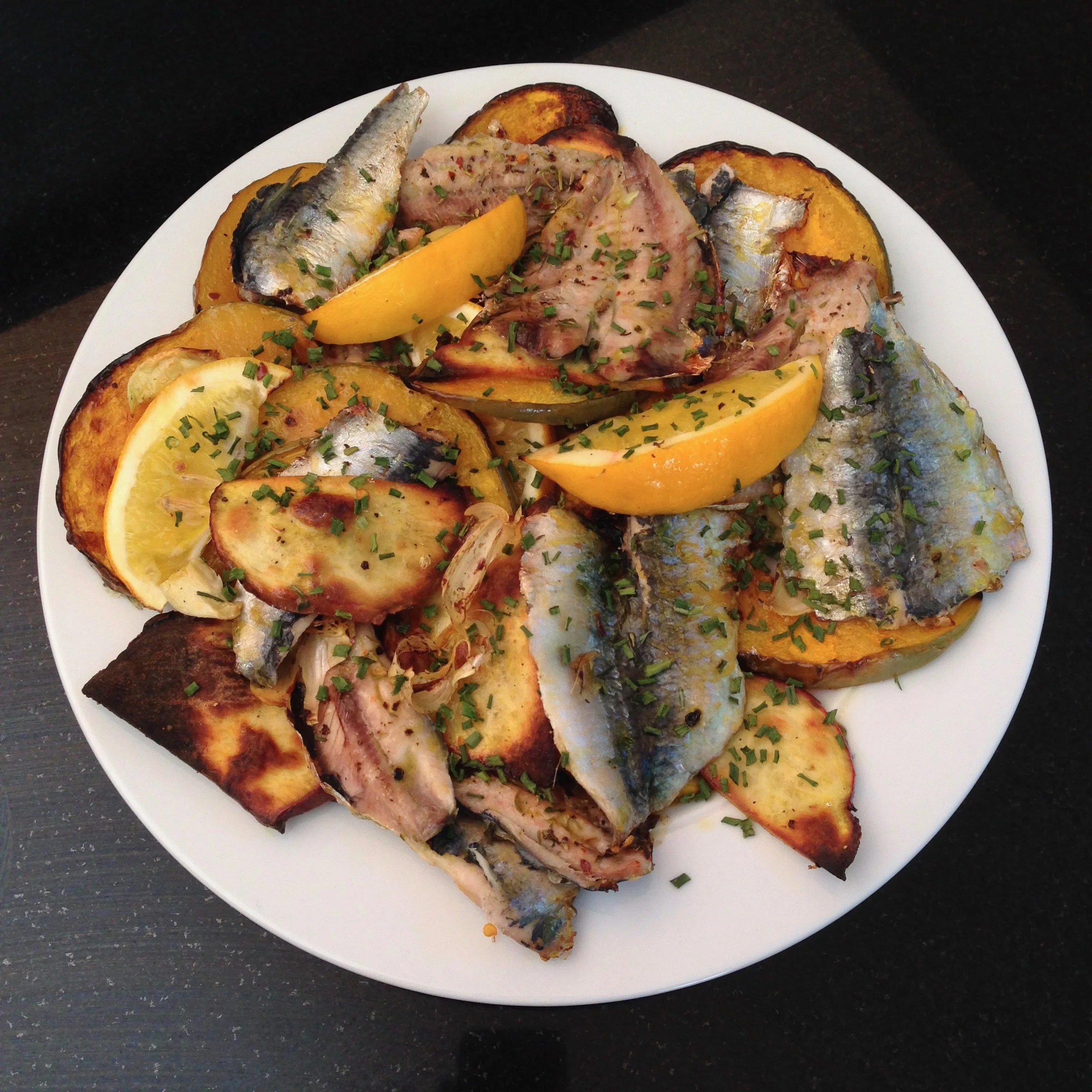 Roast Sardines w/ Kumera & Roots