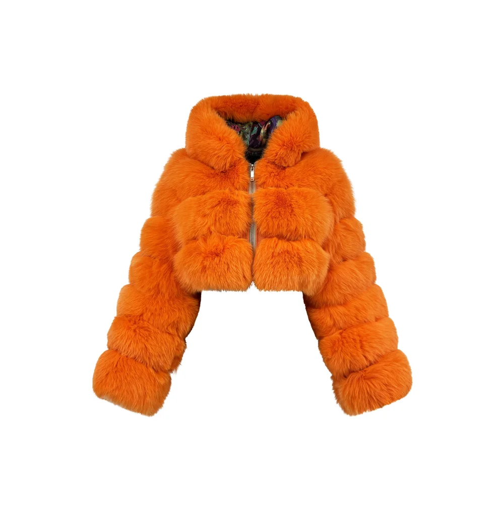 Orange Faux Fur Orange Furry Coat Layla Faux Fur Jacket Orange